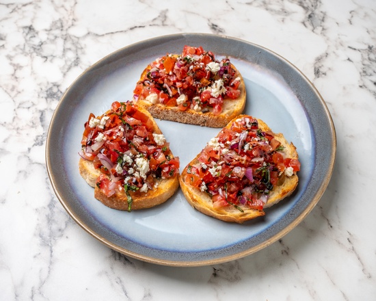 Tomato and basil bruschetta with feta