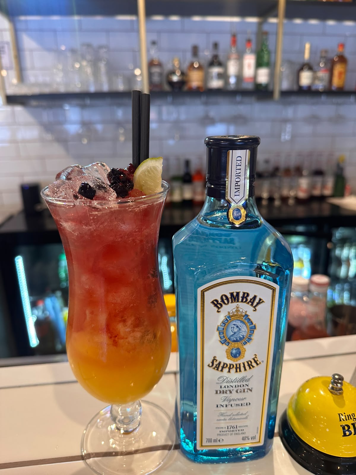 Signature berry gin cocktail at the SUGO'S bar